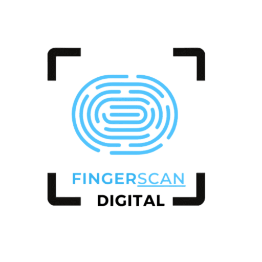 TrustPoint Disability & Legal Services Partners: Fingerscan Digital logo featuring a blue fingerprint icon—representing biometric services and digital legal support solutions.
