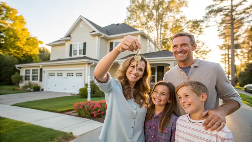Family celebrating new home ownership. Revocable living trust.