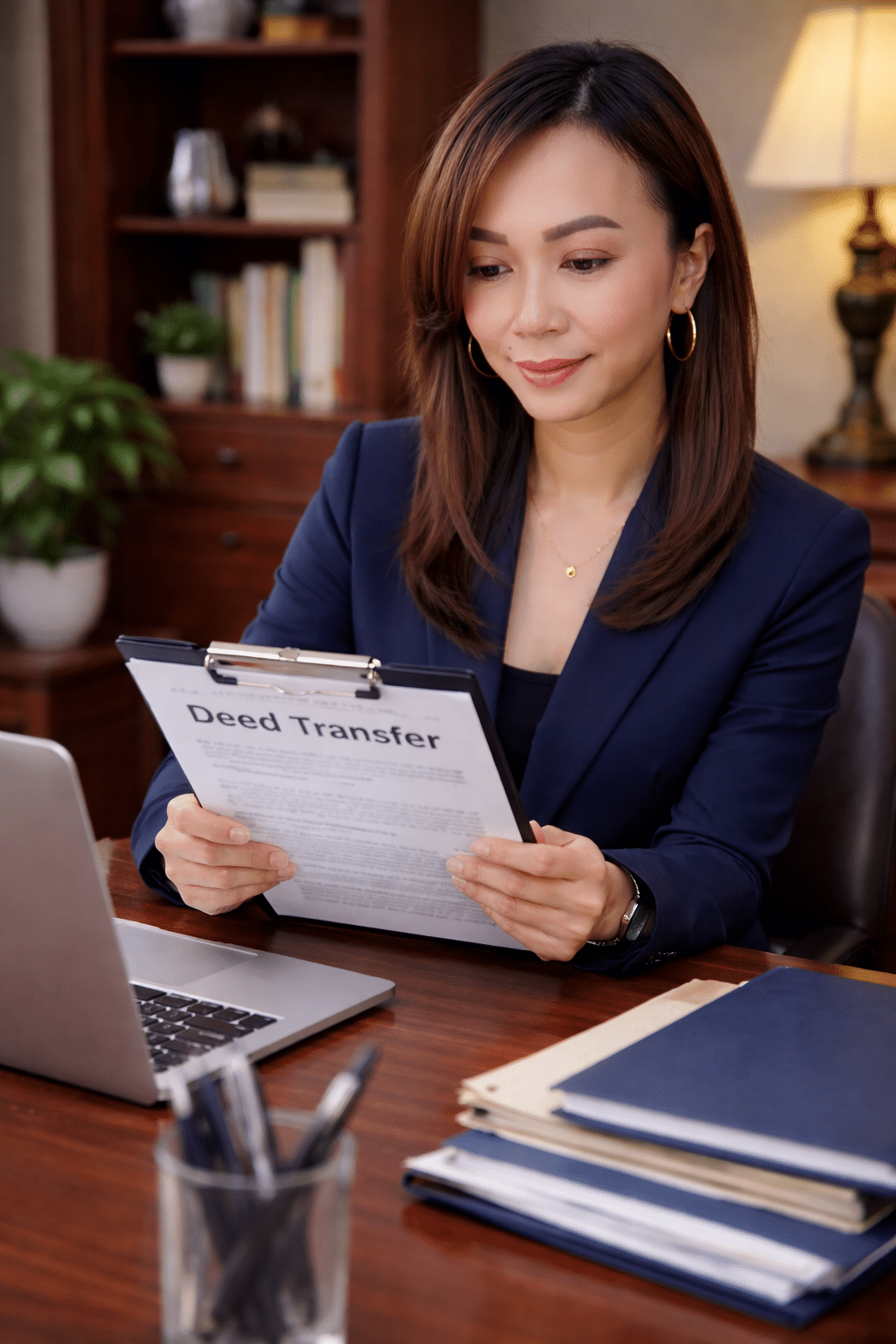 Quinnie, Registered Legal Document Assistant, reviewing legal documents at San Jose office