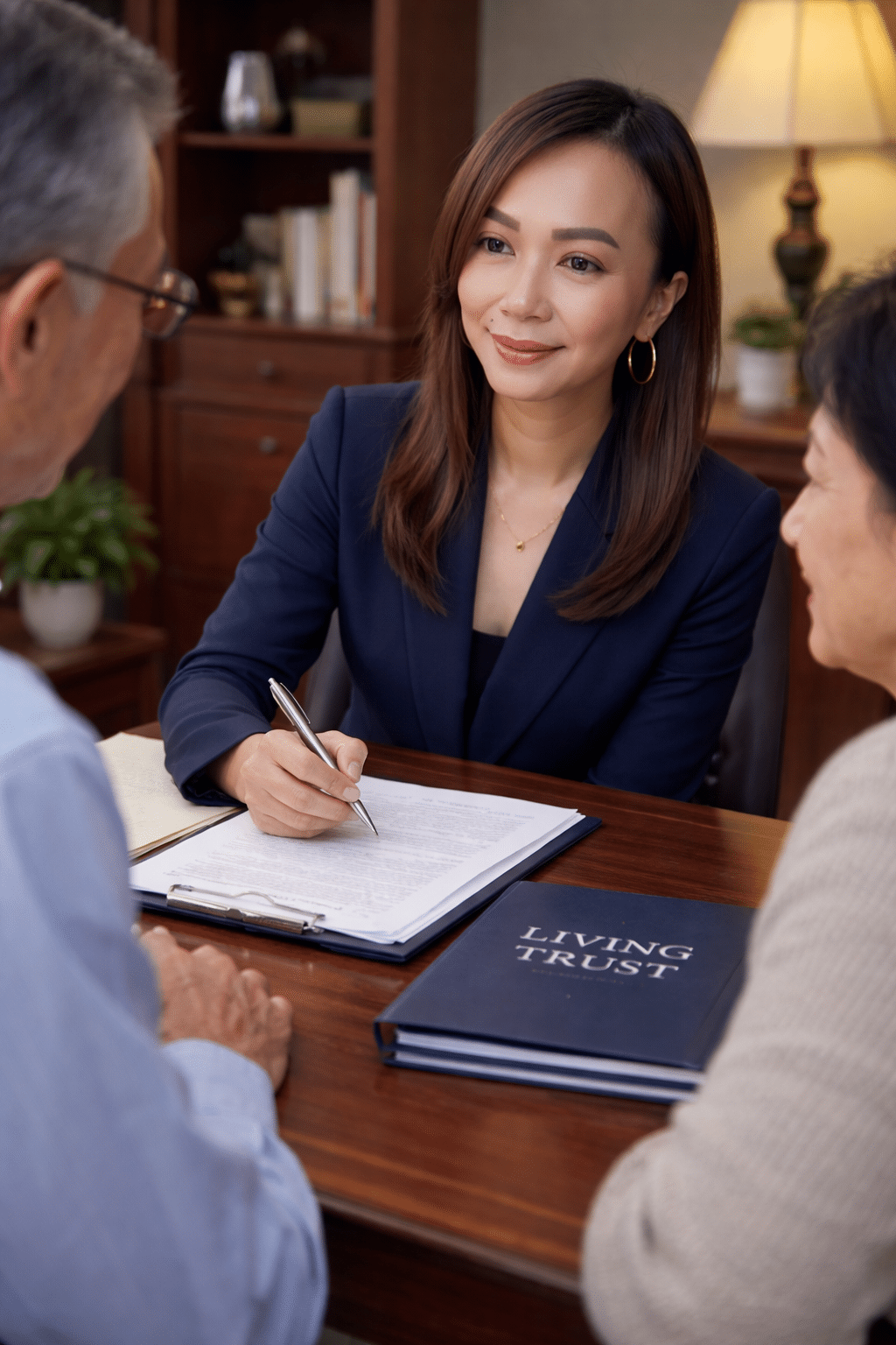 Quinnie, Registered LDA #268, reviewing trust documents with San Jose client